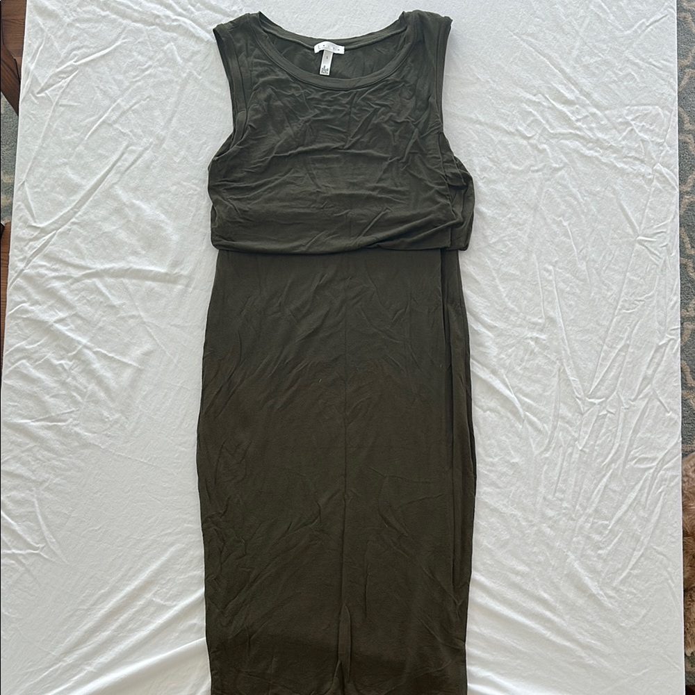 Leith Sheath Green Ruched Midi Dress